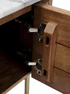 Mueble Tv Artesanal De Madera De Mango Y Marmol Grace