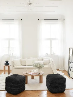 Puff Artesanal De Yute Bono, Estilo Boho