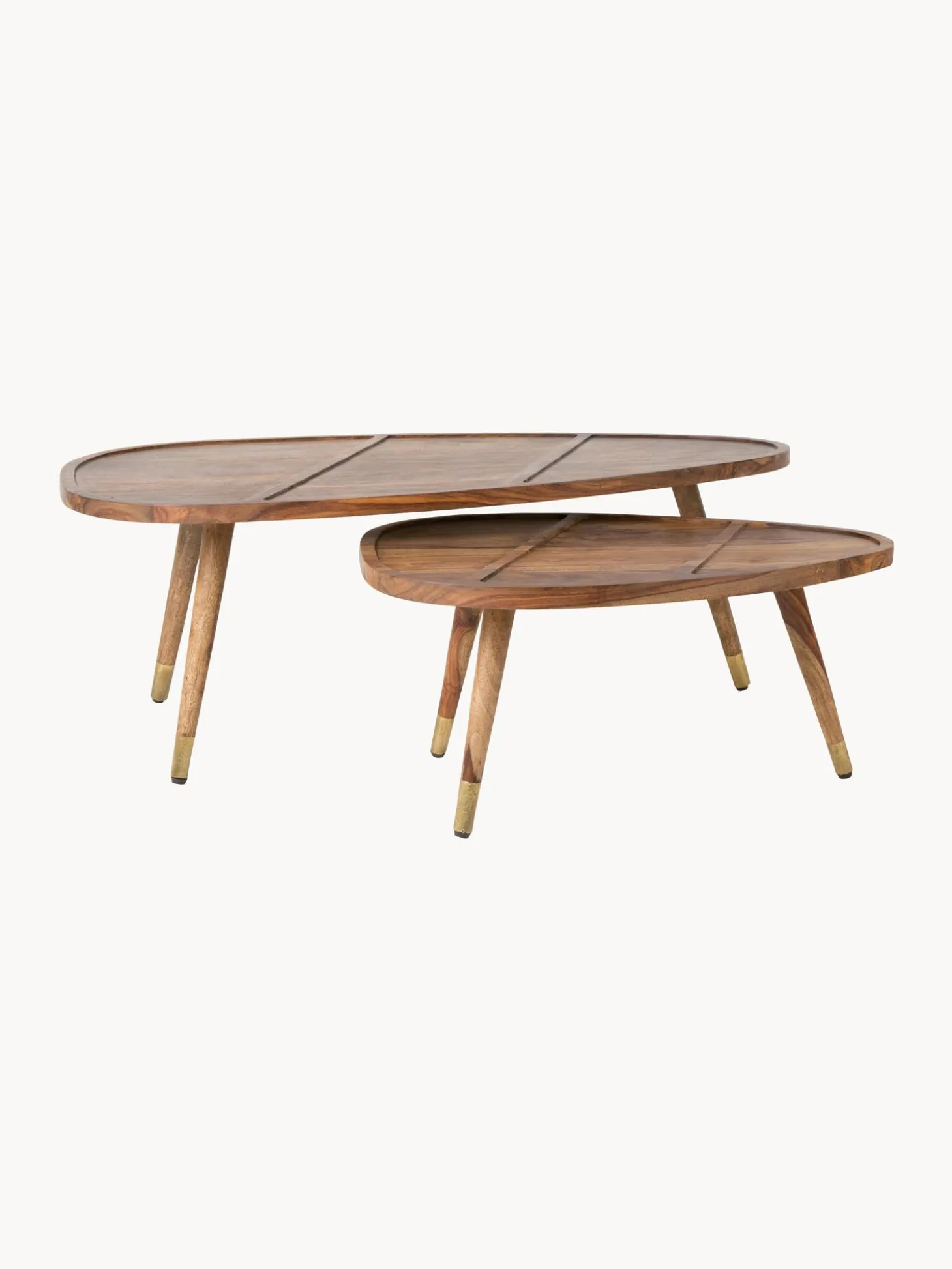 Set De Mesas De Centro Ovaladas De Madera Maciza Sham, 2 Uds.