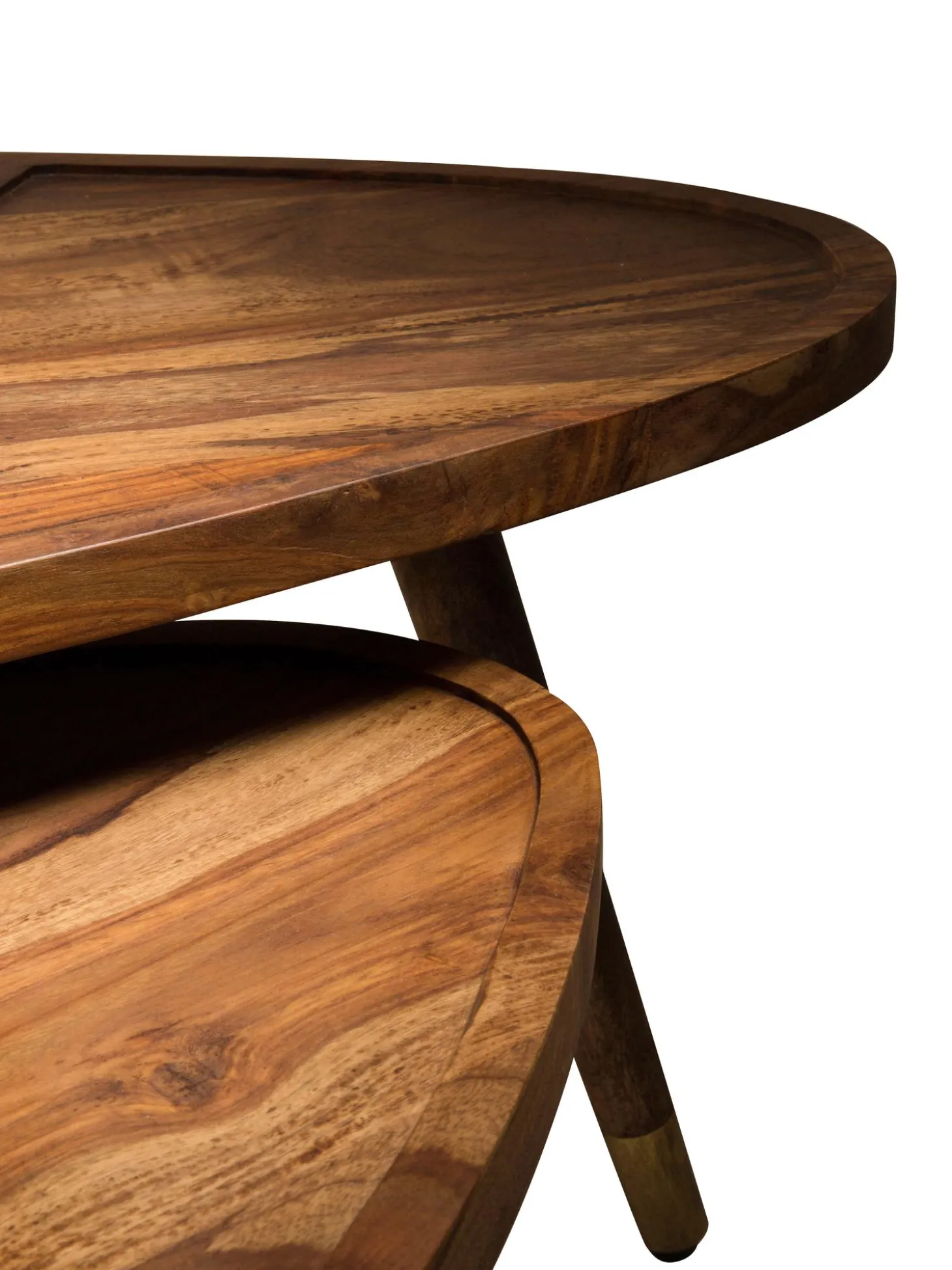 Set De Mesas De Centro Ovaladas De Madera Maciza Sham, 2 Uds.