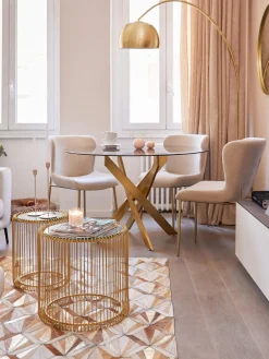 Set De Mesas De Centro Wire, 2 Pzas., Tablero De Cristal