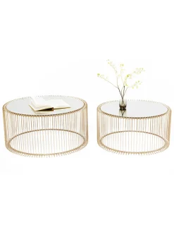 Set De Mesas De Centro Wire, 2 Uds., Tablero De Vidrio