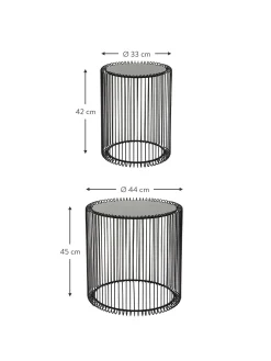 Set De Mesas De Centro Wire, 2 Pzas., Tablero De Cristal