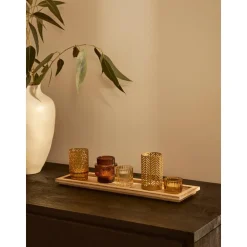 Set De Portavelas Con Bandeja De Madera Elviena, 6 Pzas.