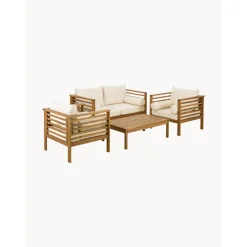Set Lounge Para Exterior De Madera De Acacia Bo, 4 Pzas.