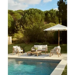 Set Lounge Para Exterior De Madera De Acacia Lu, 4 Pzas.