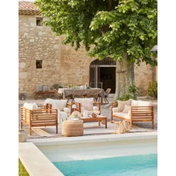 Set Lounge Para Exterior De Madera De Acacia Bo, 4 Pzas.