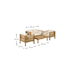 Set Lounge Para Exterior De Madera De Acacia Bo, 4 Pzas.