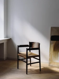 Silla Con Reposabrazos Artesnal Con Asiento De Mimbre Nestor