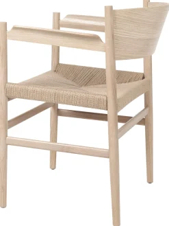 Silla Con Reposabrazos Artesnal Con Asiento De Mimbre Nestor