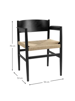 Silla Con Reposabrazos Artesnal Con Asiento De Mimbre Nestor