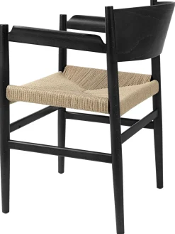 Silla Con Reposabrazos Artesnal Con Asiento De Mimbre Nestor
