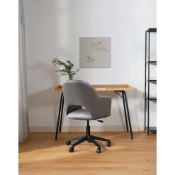 Silla De Oficina Con Reposabrazos De Terciopelo Rachel, Altura Regulable