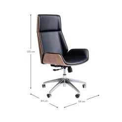 Silla De Oficina De Cuero Sintetico Rouven, Altura Regulable