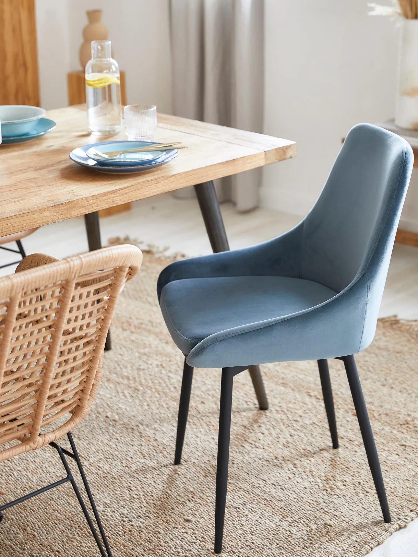 Sillas Tapizadas En Terciopelo Sierra, 2 Uds.