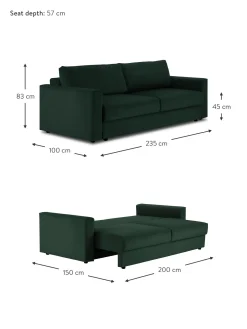 Sofa Cama De Terciopelo Tasha (3 Plazas), Con Espacio De Almacenamiento