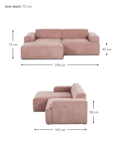 Sofa Rinconera De Pana Melva (3 Plazas)