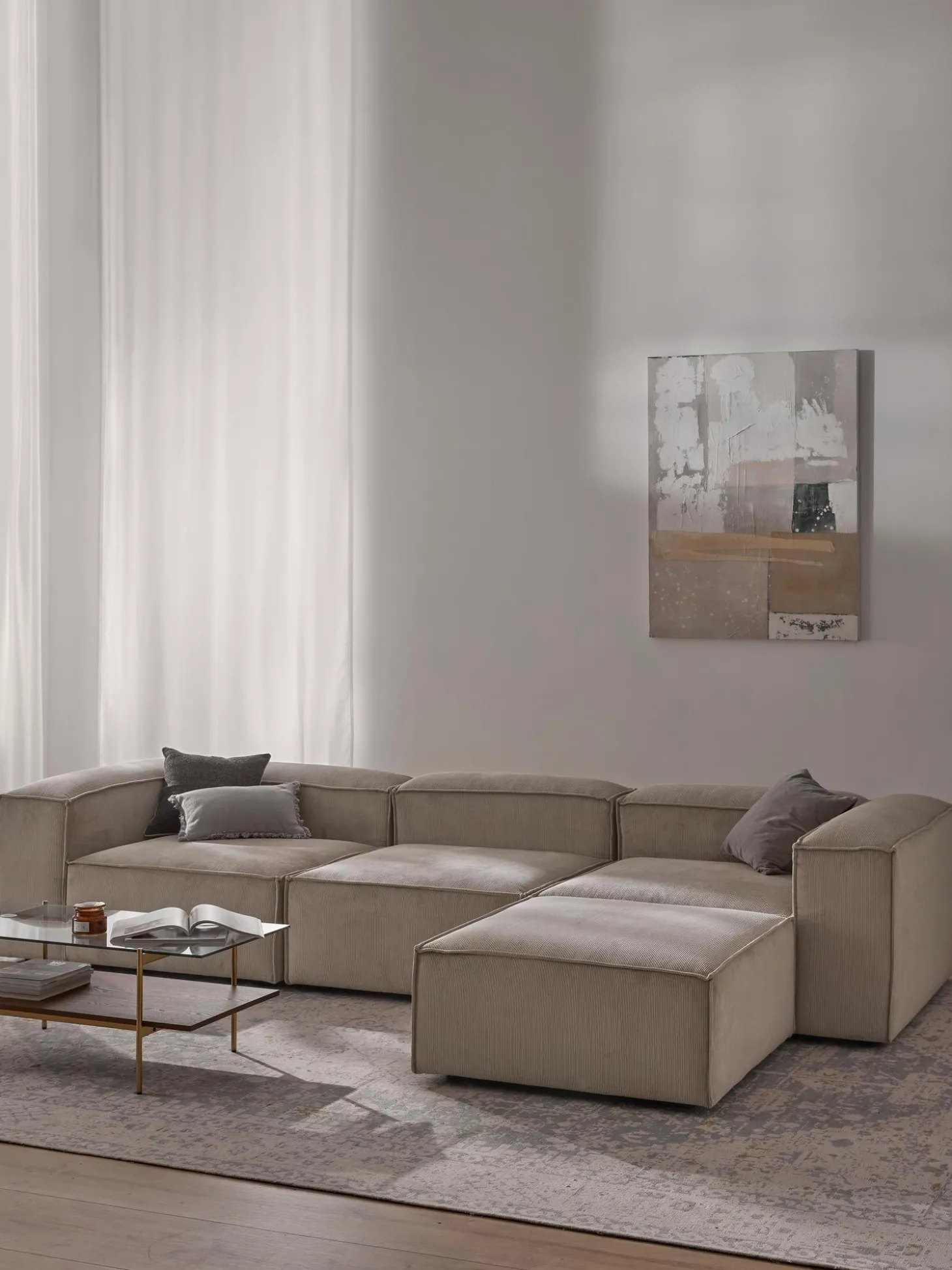 Sofa Rinconera Modular De Pana Lennon (4 Plazas)
