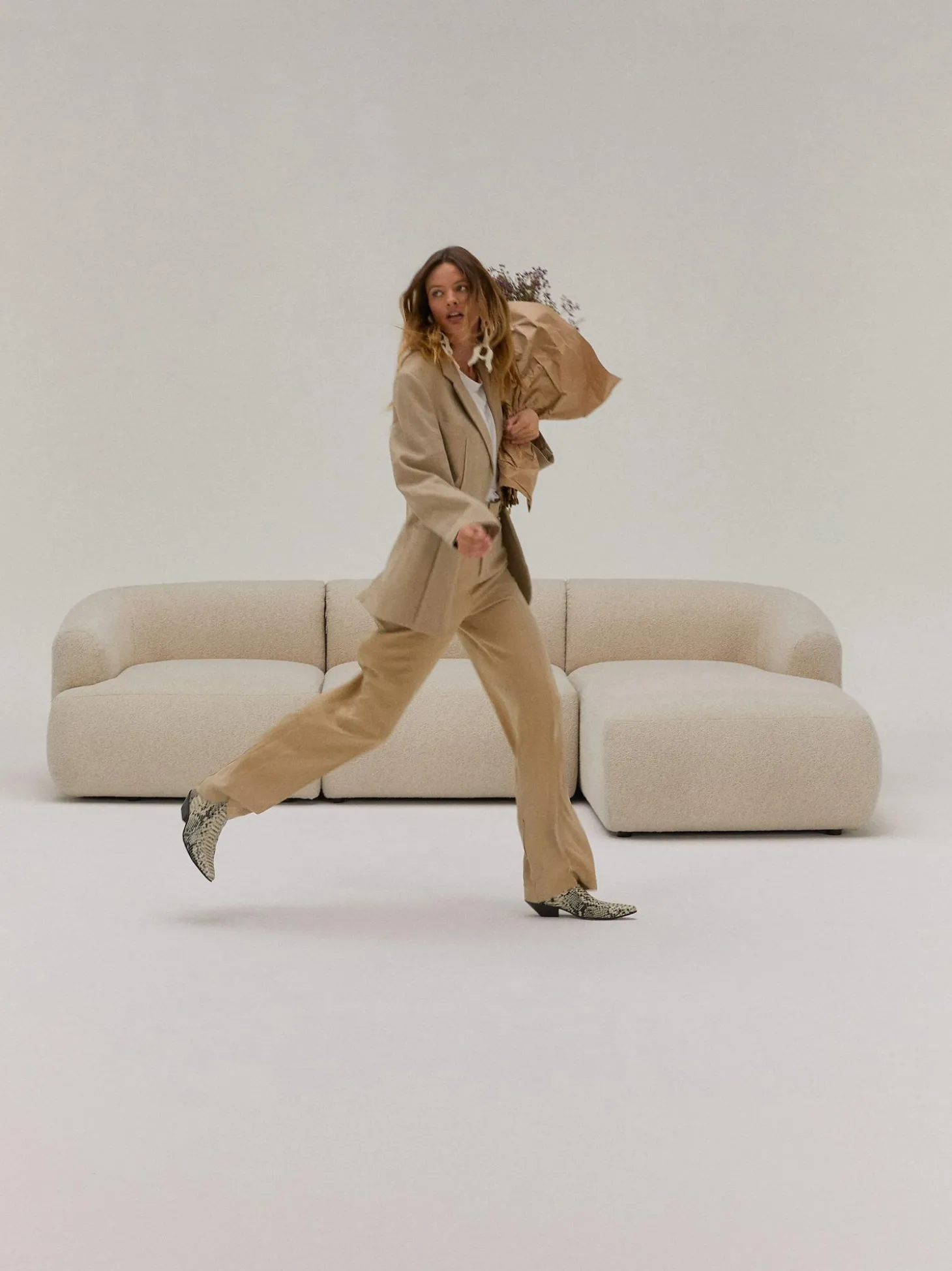 Sofa Rinconera Modular En Tejido Boucle Sofia (3 Plazas)