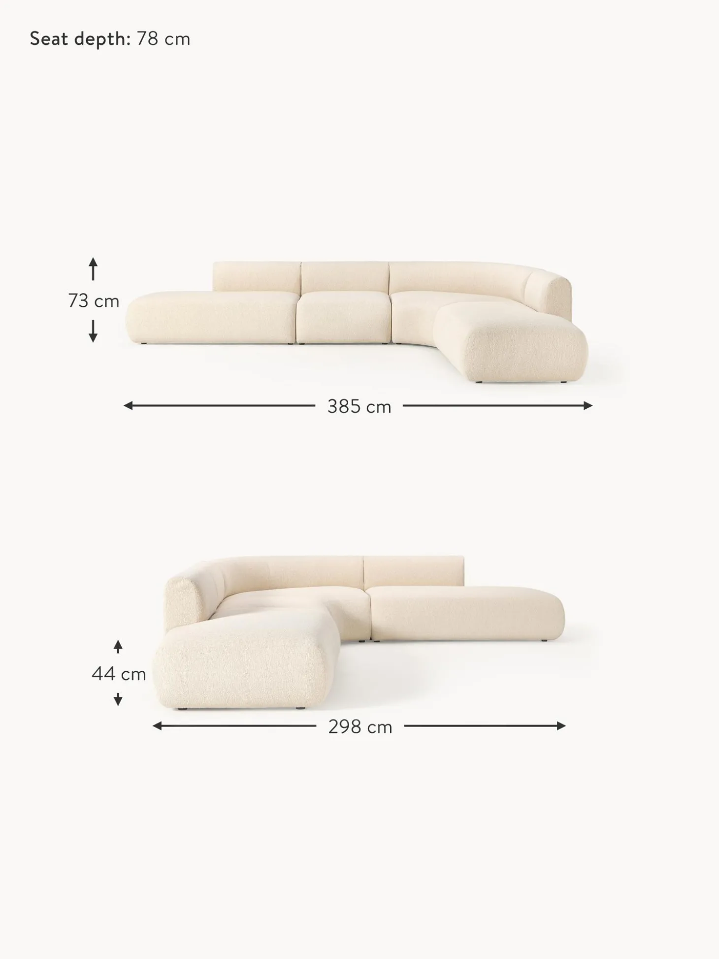 Sofa Rinconera Modular En Tejido Boucle Sofia (4 Plazas)