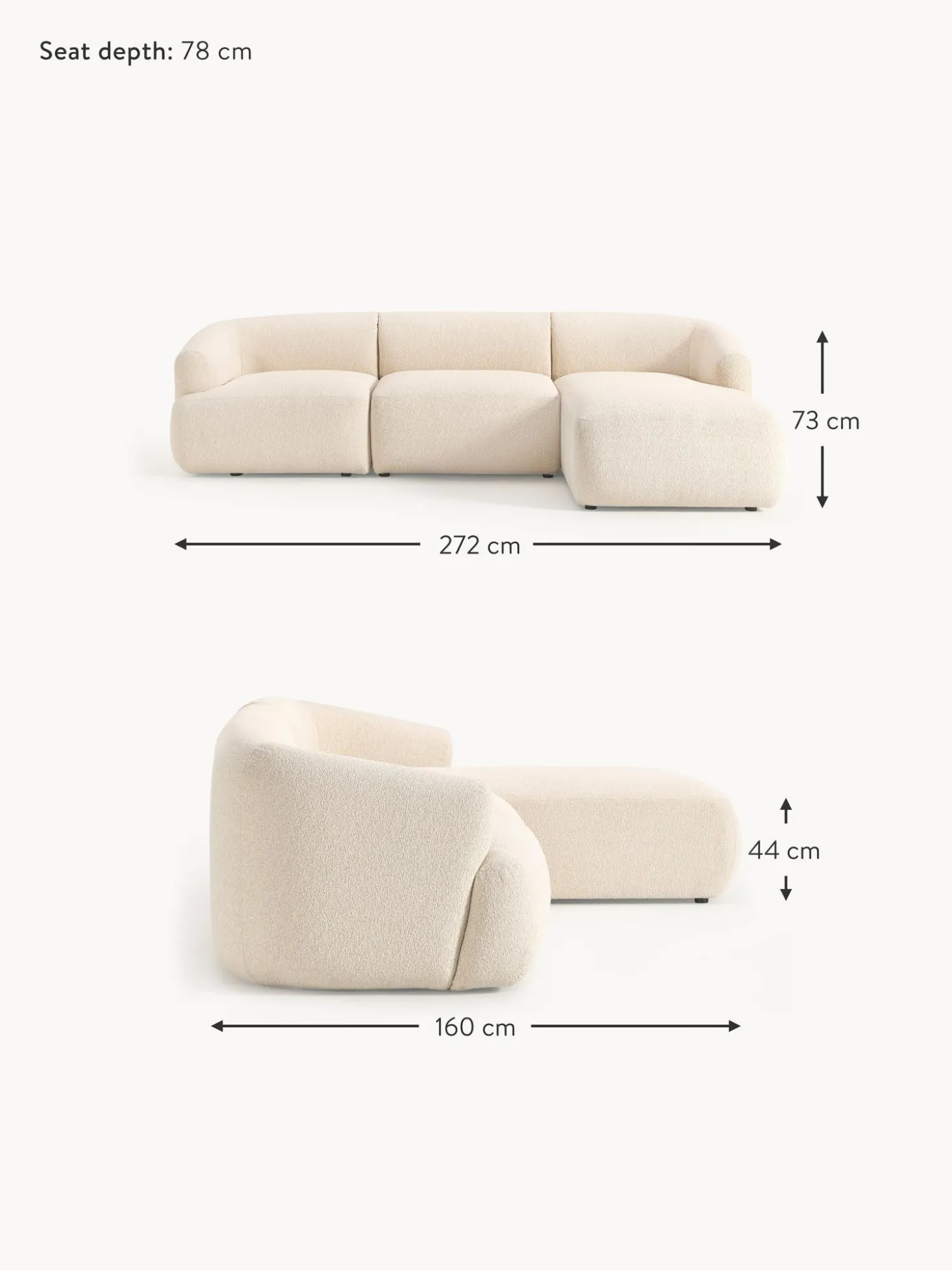 Sofa Rinconera Modular En Tejido Boucle Sofia (3 Plazas)