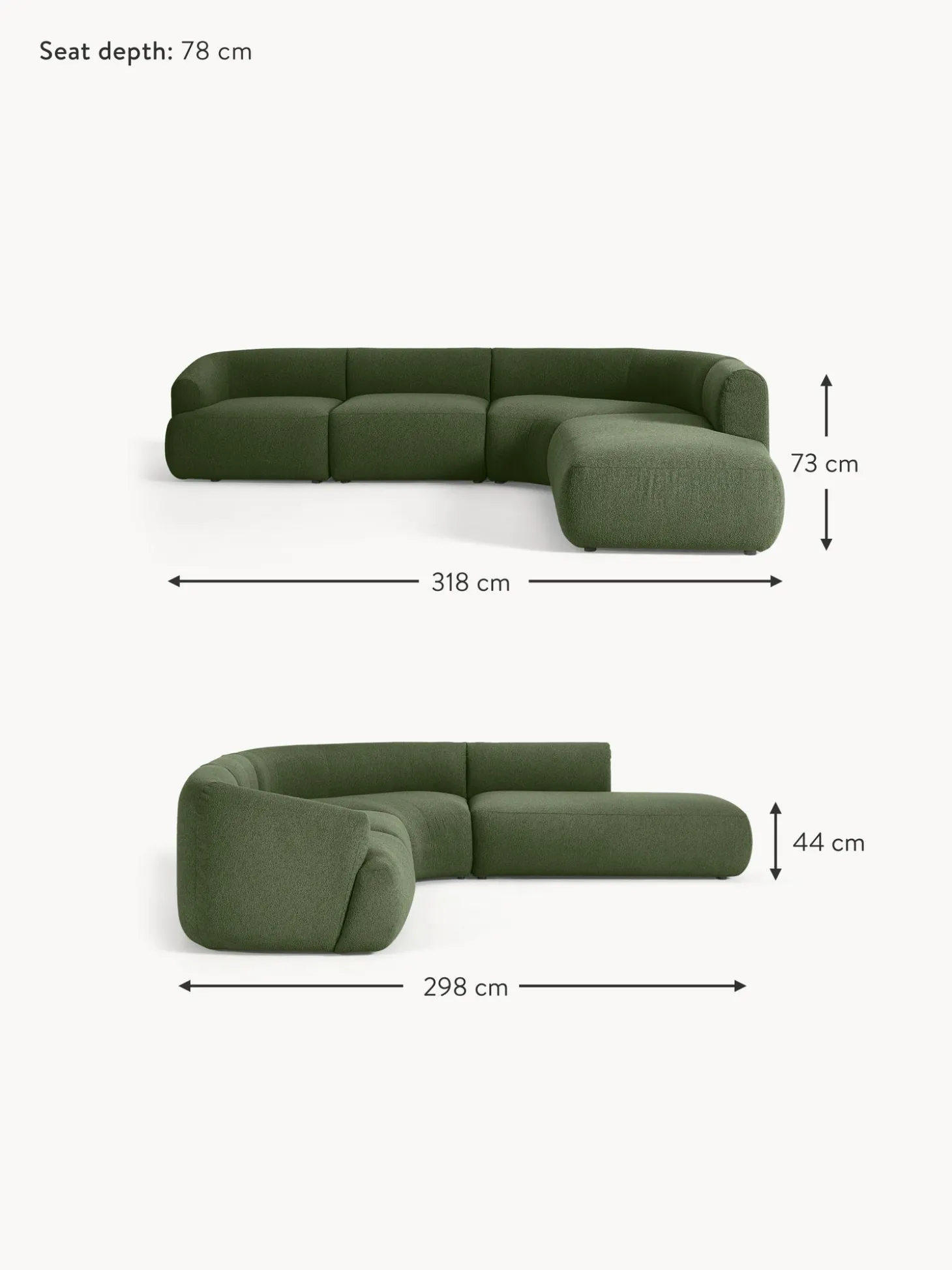 Sofa Rinconera Modular En Tejido Boucle Sofia (4 Plazas)