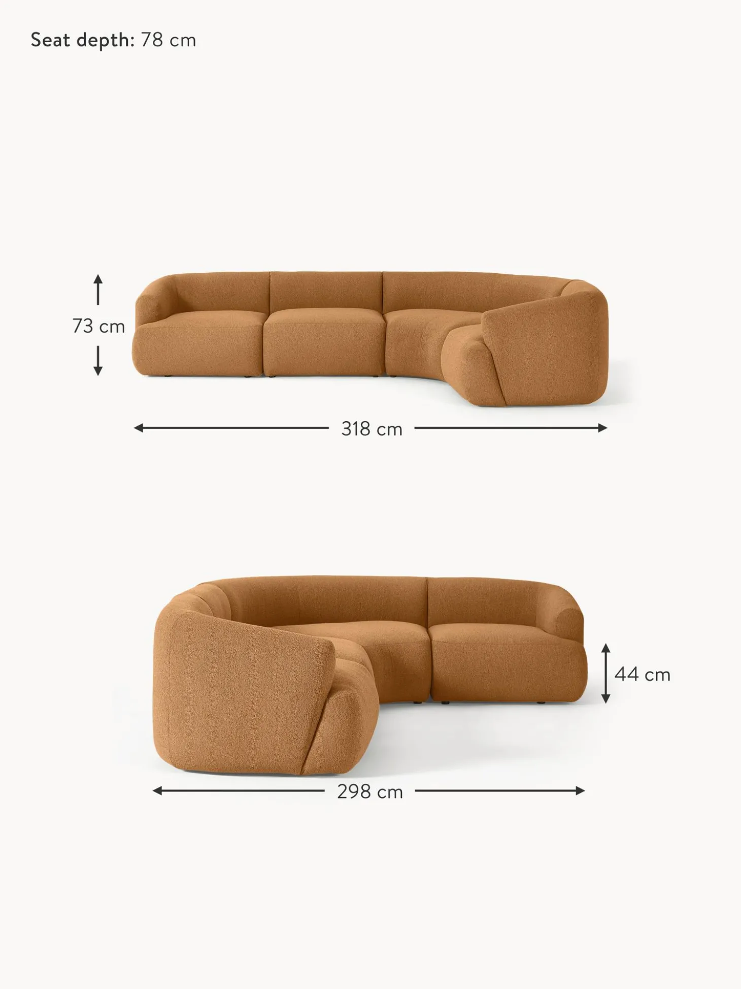 Sofa Rinconera Modular En Tejido Boucle Sofia (4 Plazas)