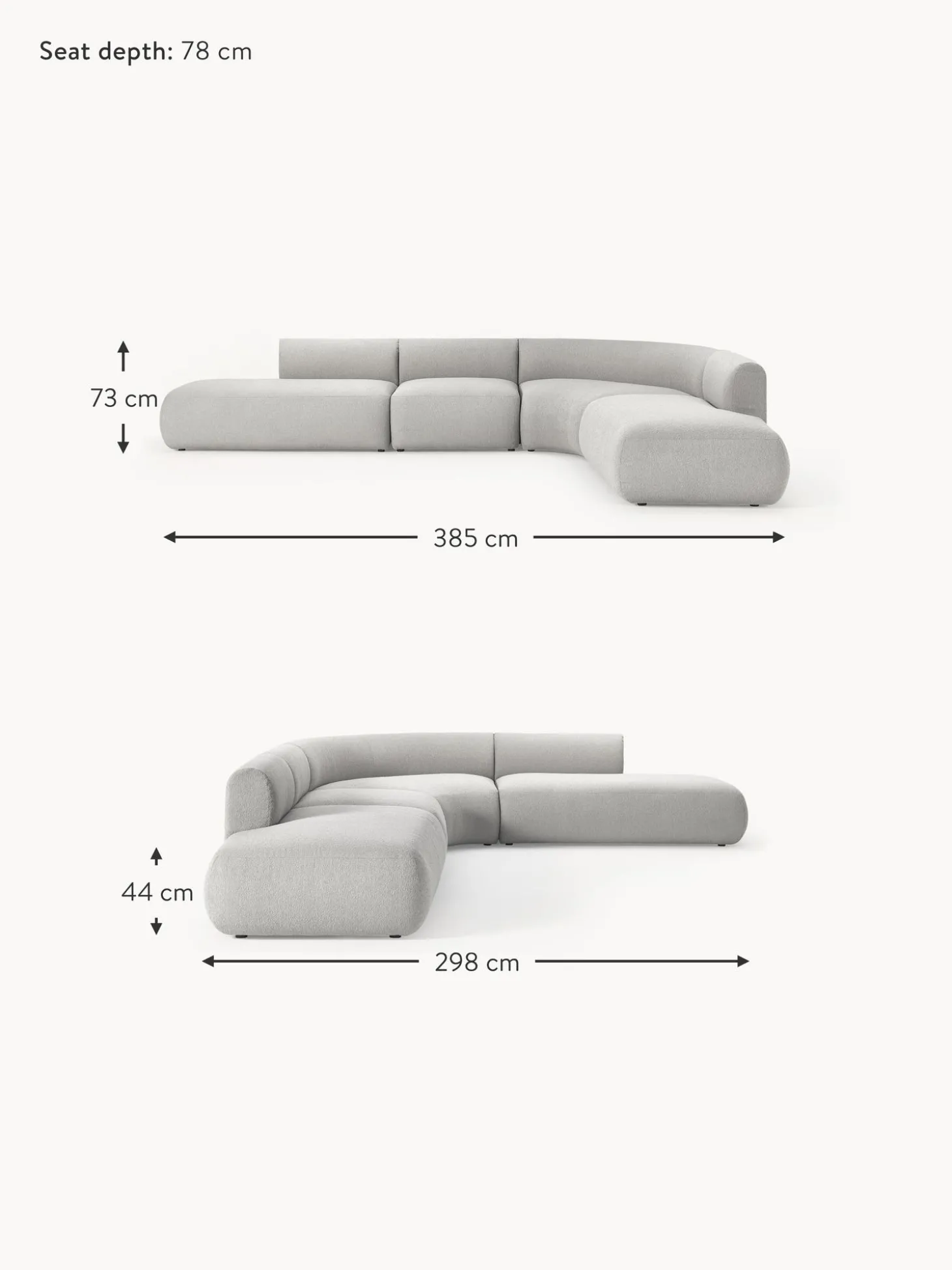 Sofa Rinconera Modular En Tejido Boucle Sofia (4 Plazas)