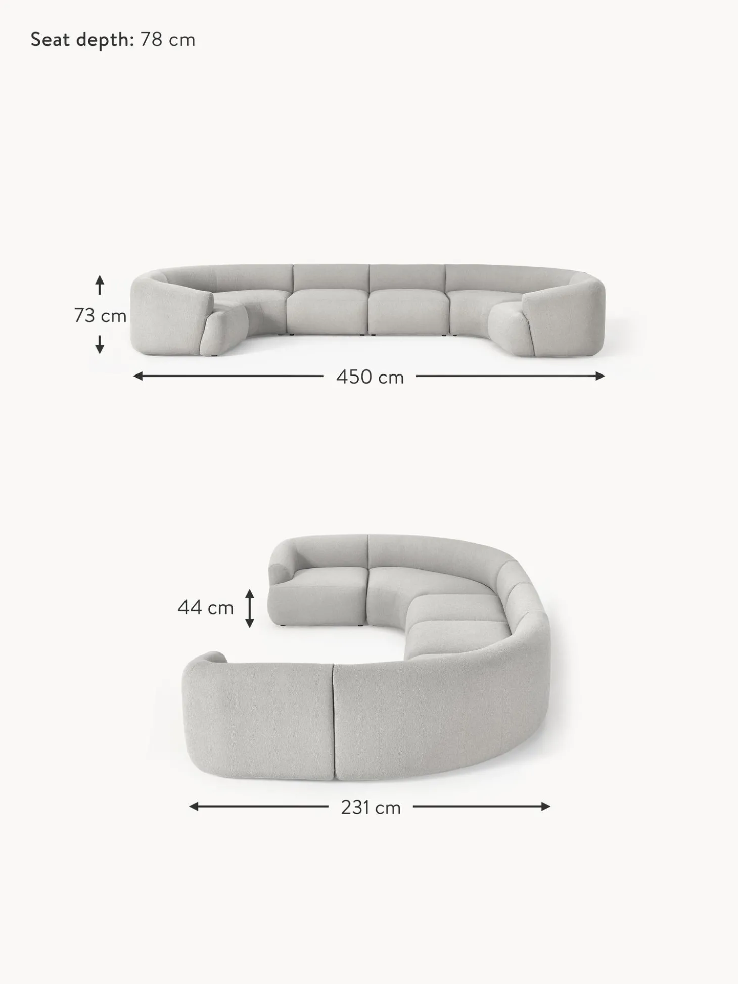 Sofa Rinconera Modular Grande En Tejido Boucle Sofia