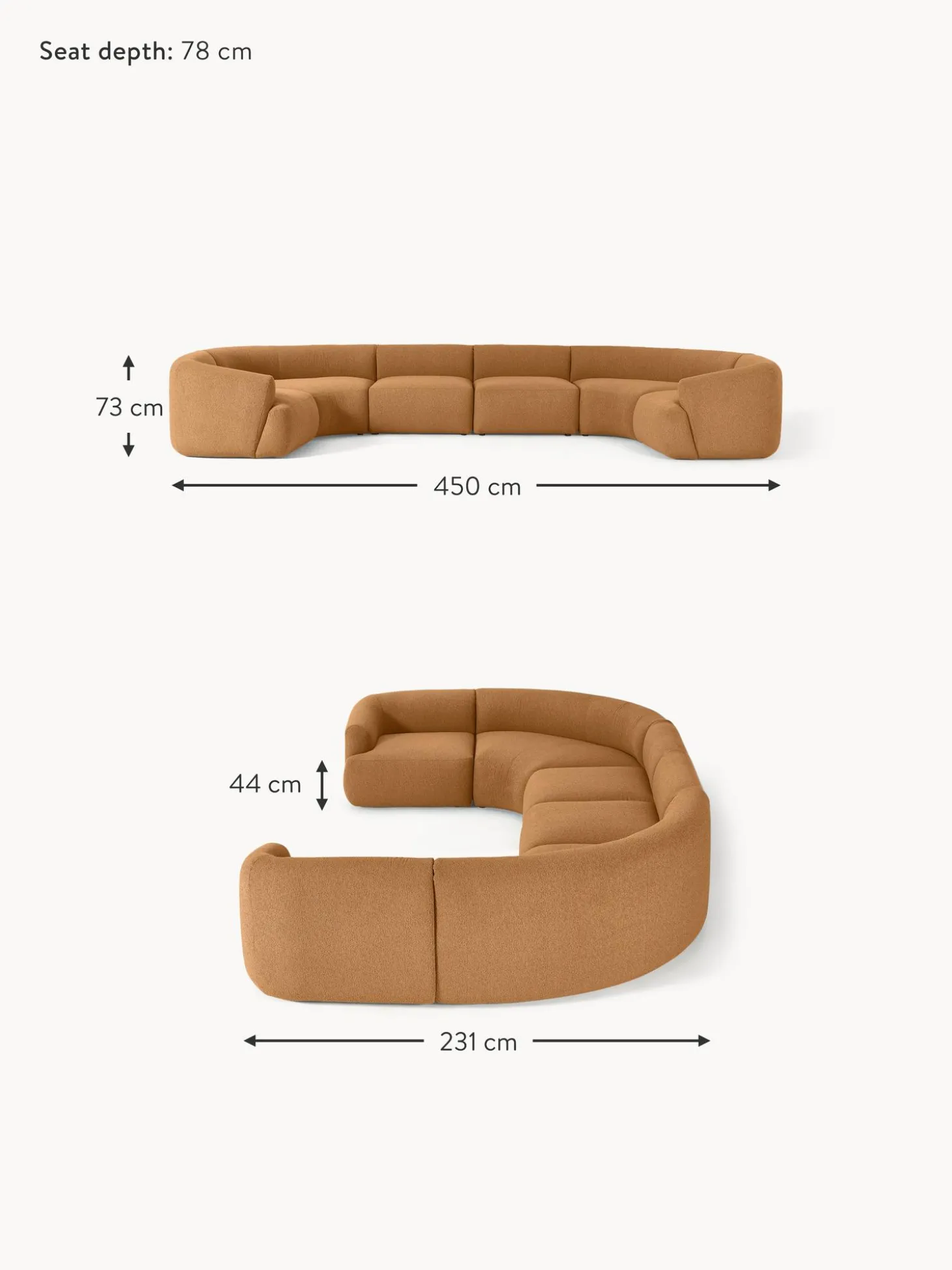 Sofa Rinconera Modular Grande En Tejido Boucle Sofia