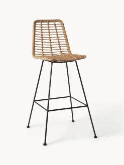 Taburete Alto De Mimbre Con Respaldo Costa