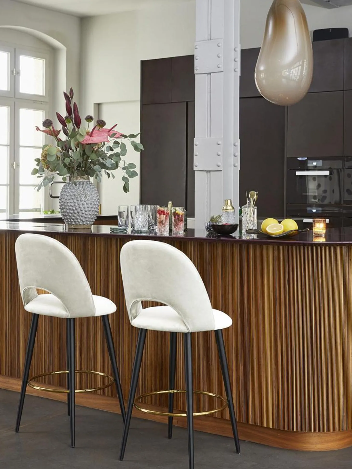 Taburete Alto De Terciopelo Rachel