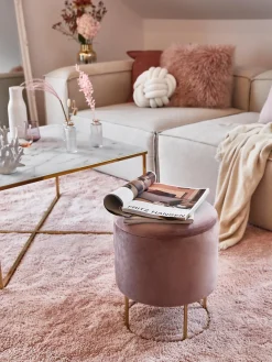 Taburete De Terciopelo Polina, Con Espacio De Almacenamiento