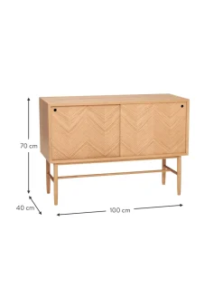 Aparador De Madera De Roble Con Diseno En Espiga Herringbone