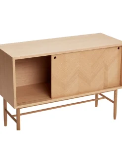 Aparador De Madera De Roble Con Diseno En Espiga Herringbone