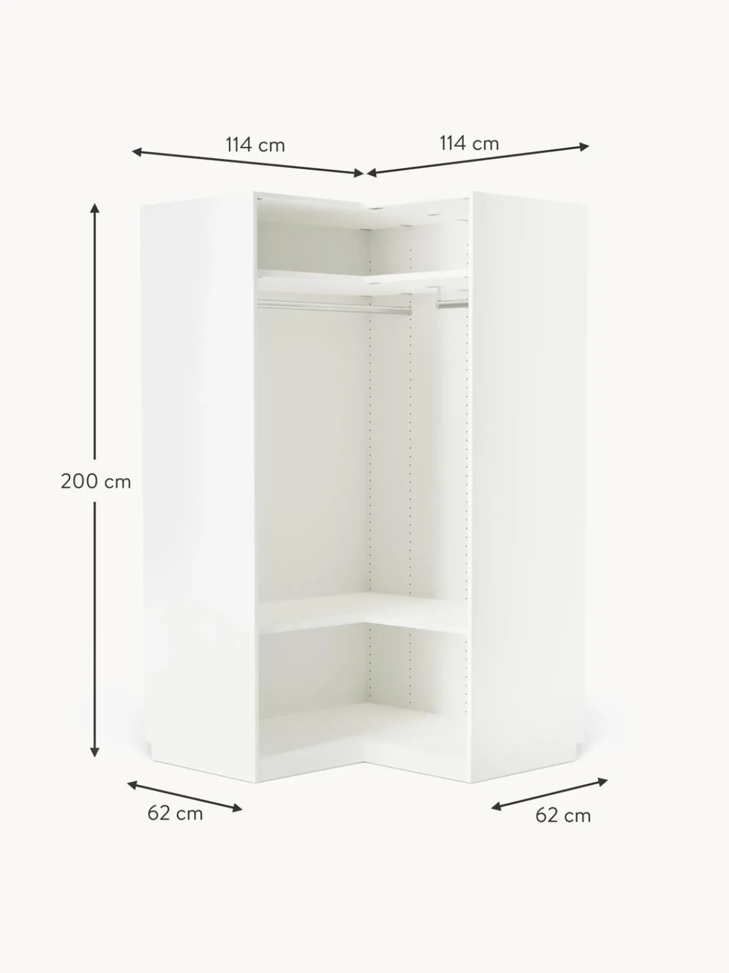 Armario Esquinero Modular Simone, 2 Puertas (115 Cm), Diferentes Variantes