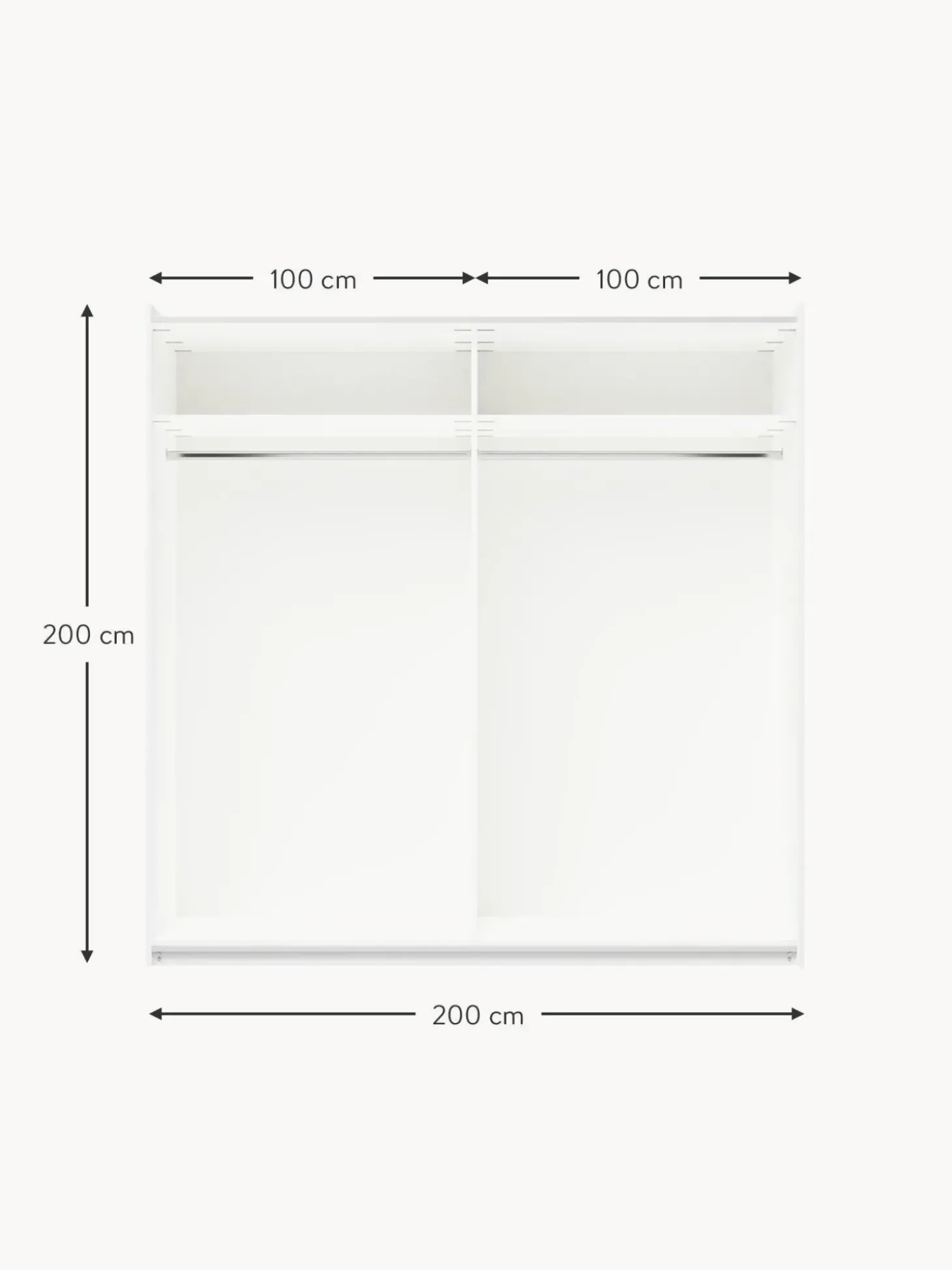 Armario Modular Leon, 2 Puertas Correderas (200 Cm), Diferentes Variantes