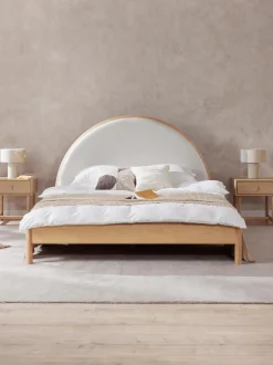 Cama De Madera Con Cabecero Tapizado Sean