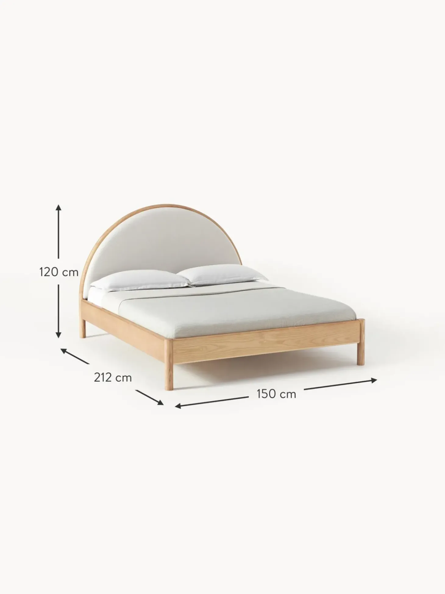 Cama De Madera Con Cabecero Tapizado Sean