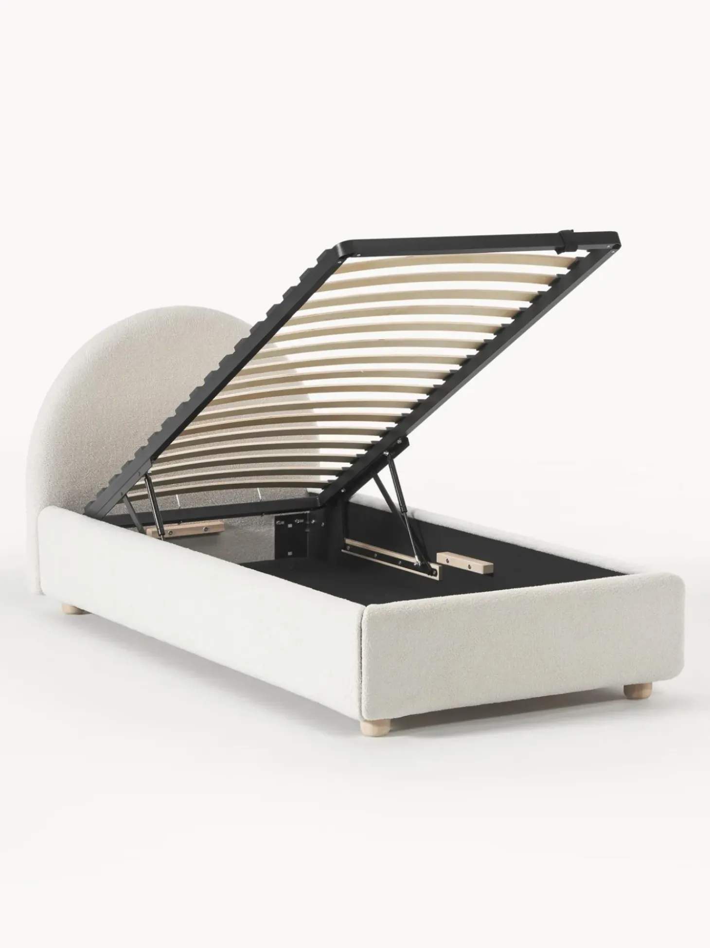 Cama Individual En Tejido Boucle Ebba, Con Espacio De Almacenamiento