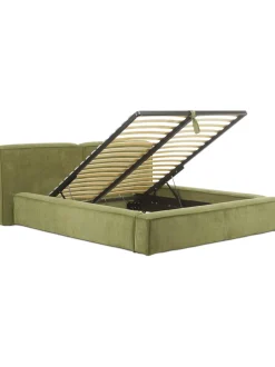 Cama Tapizada En Pana Lennon, Con Espacio De Almacenamiento