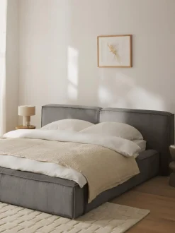 Cama Tapizada En Pana Lennon, Con Espacio De Almacenamiento