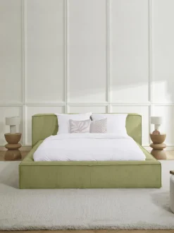 Cama Tapizada En Pana Lennon