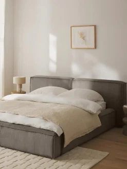 Cama Tapizada En Pana Lennon, Con Espacio De Almacenamiento