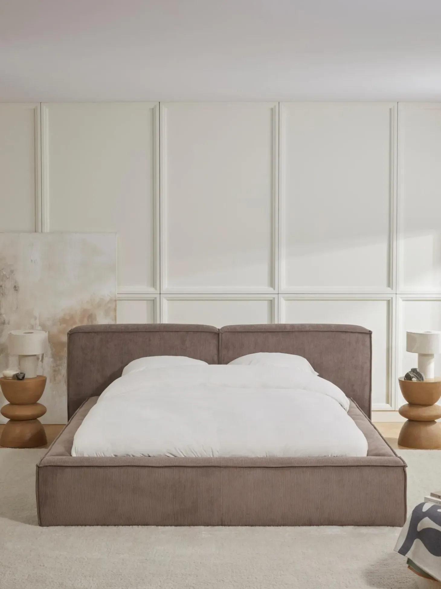 Cama Tapizada En Pana Lennon