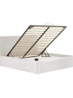 Cama Tapizada Feather, Con Espacio De Almacenamiento