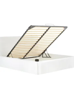 Cama Tapizada Feather, Con Espacio De Almacenamiento