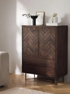 Chiffonnier Con Cajones Y Puertas De Madera De Mango Maciza Luca