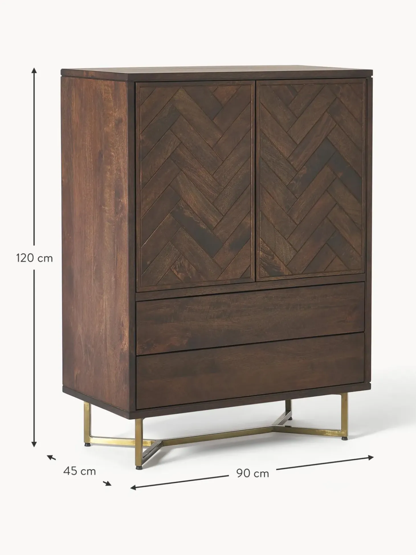 Chiffonnier Con Cajones Y Puertas De Madera De Mango Maciza Luca