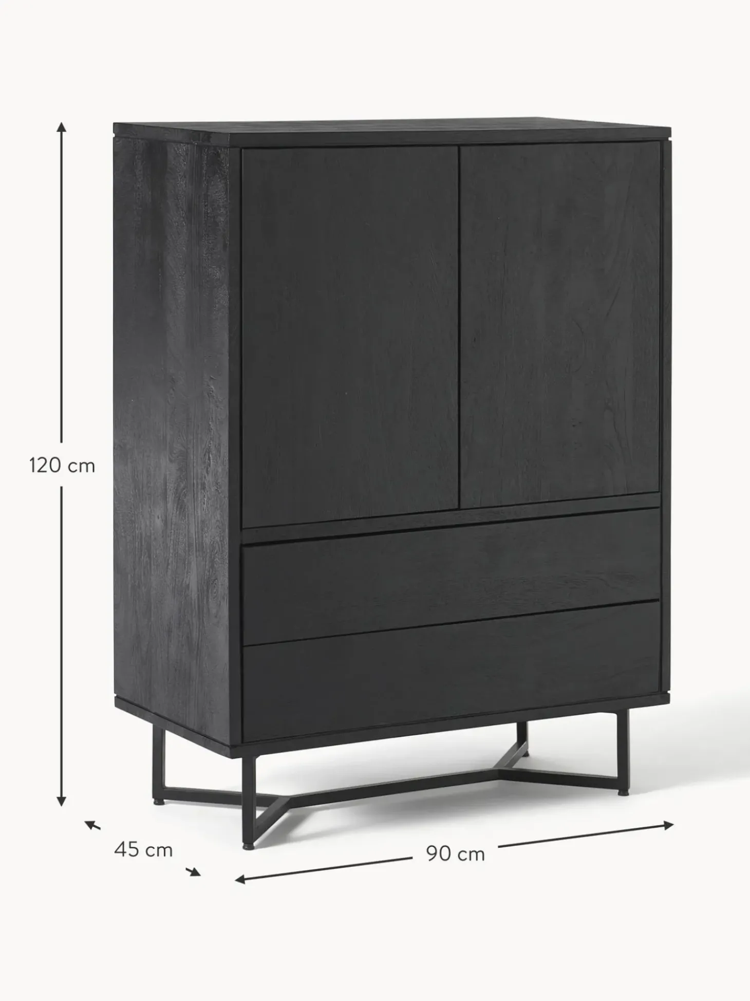 Chiffonnier Con Cajones Y Puertas De Madera De Mango Maciza Luca